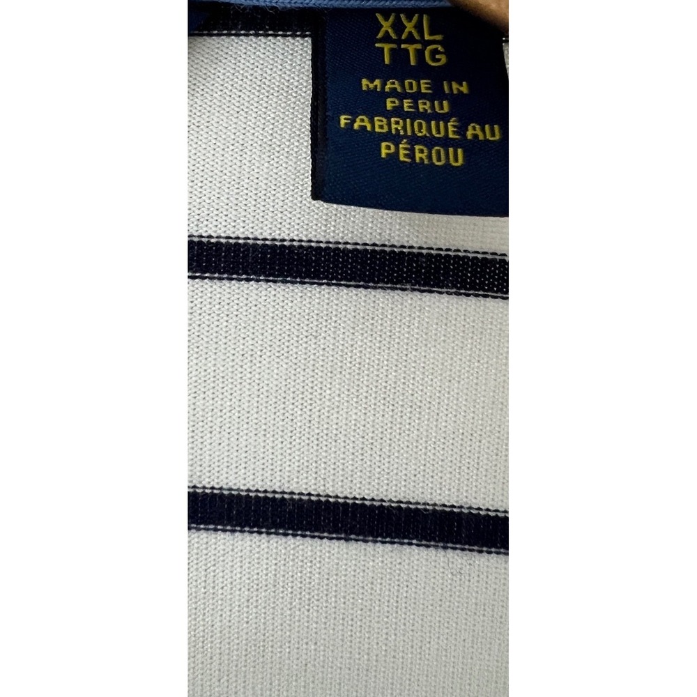 Polo Golf Ralph‎ Lauren Polo Mens XXL White Blue Striped Wicking Performance D20 - Picture 4 of 12